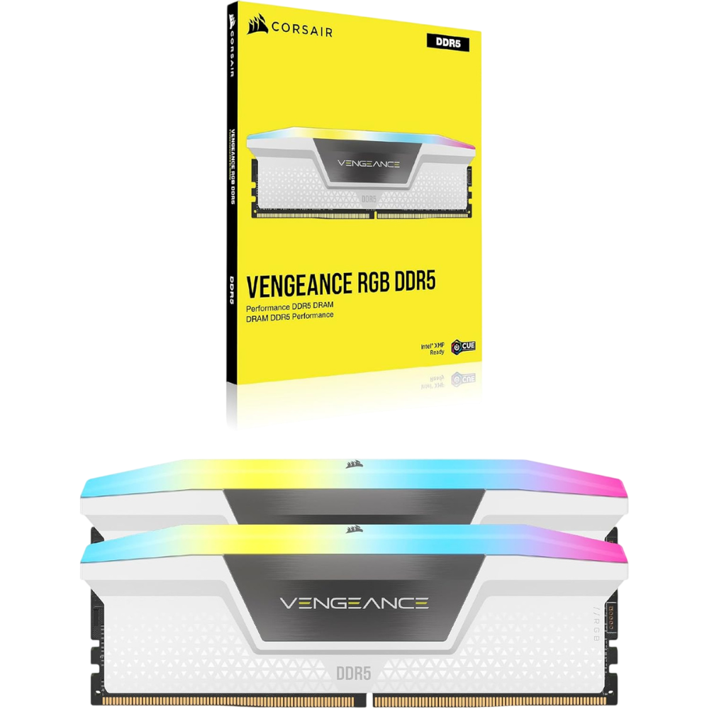 CORSAIR Vengeance RGB DDR5 RAM 32GB (2x16GB) 6000MHz CL36-44-44-96 1.4V AMD Expo & Intel XMP Desktop Computer Memory - White (CMH32GX5M2E6000Z36W)