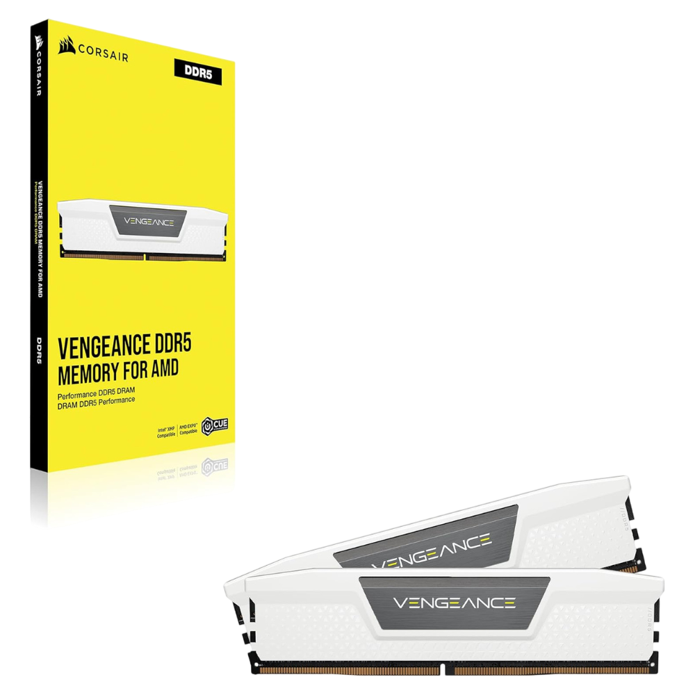 CORSAIR Vengeance DDR5 RAM 32GB (2x16GB) 6400MHz CL36-48-48-104 1.35V AMD Expo Intel XMP 3.0 Desktop Memory - White (CMK32GX5M2B6400Z36W)