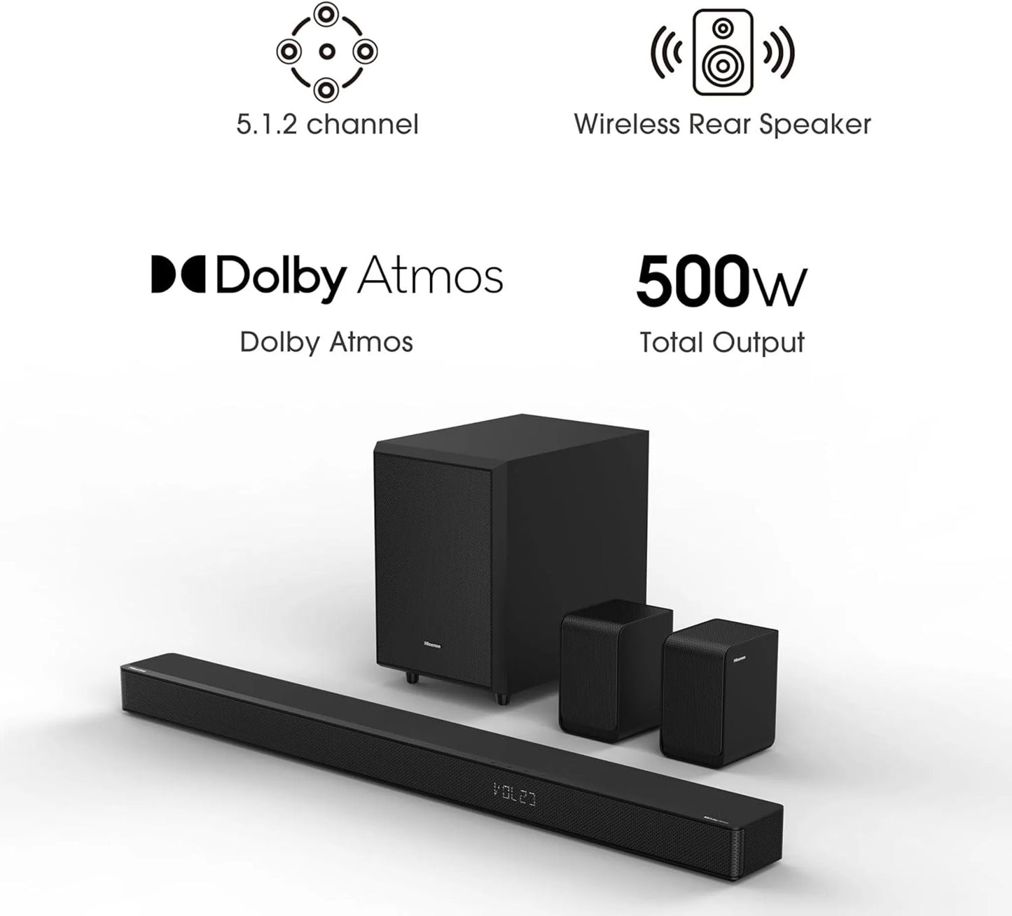 Hisense AX5125H 5.1.2 Kanal Soundbar 500W Dolby Atmos DTS:X