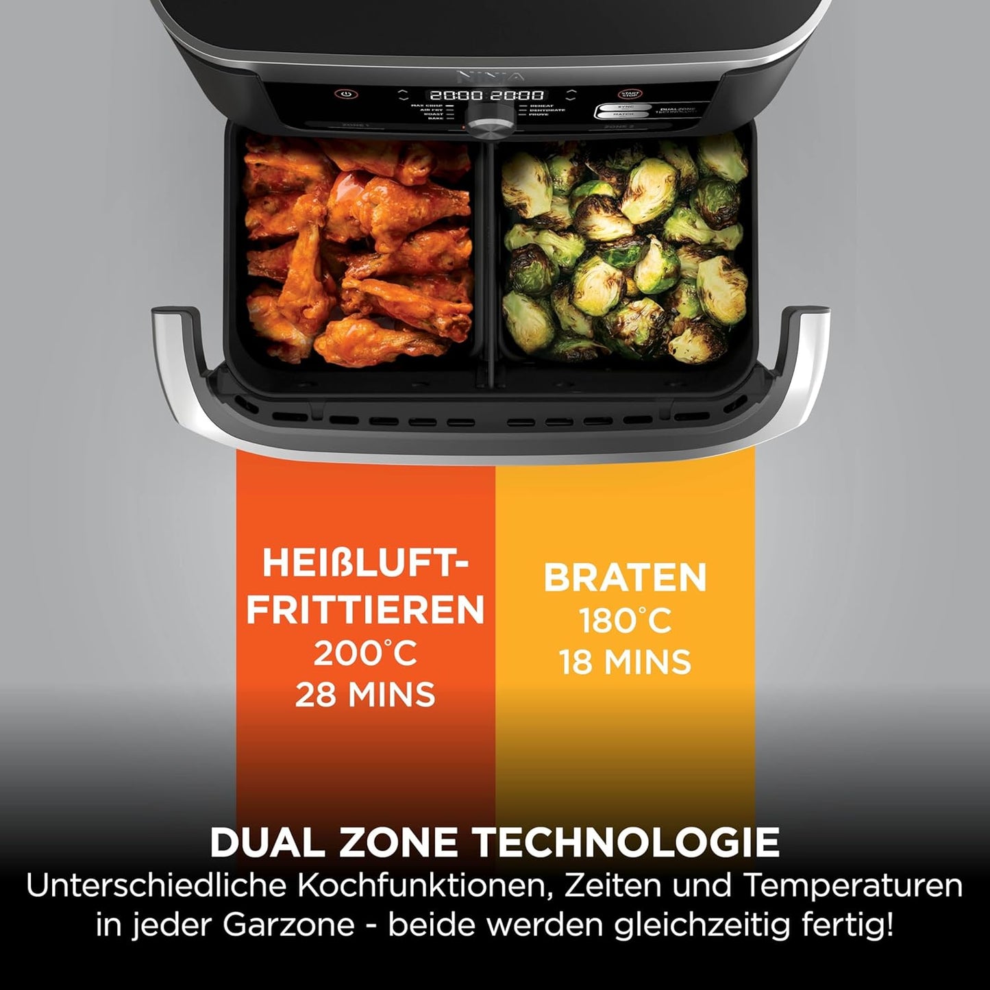 Ninja Foodi FlexDrawer Heißluftfritteuse 10,4L mit FlexDrawer Schwarz/Kupfer (AF500EUCP)