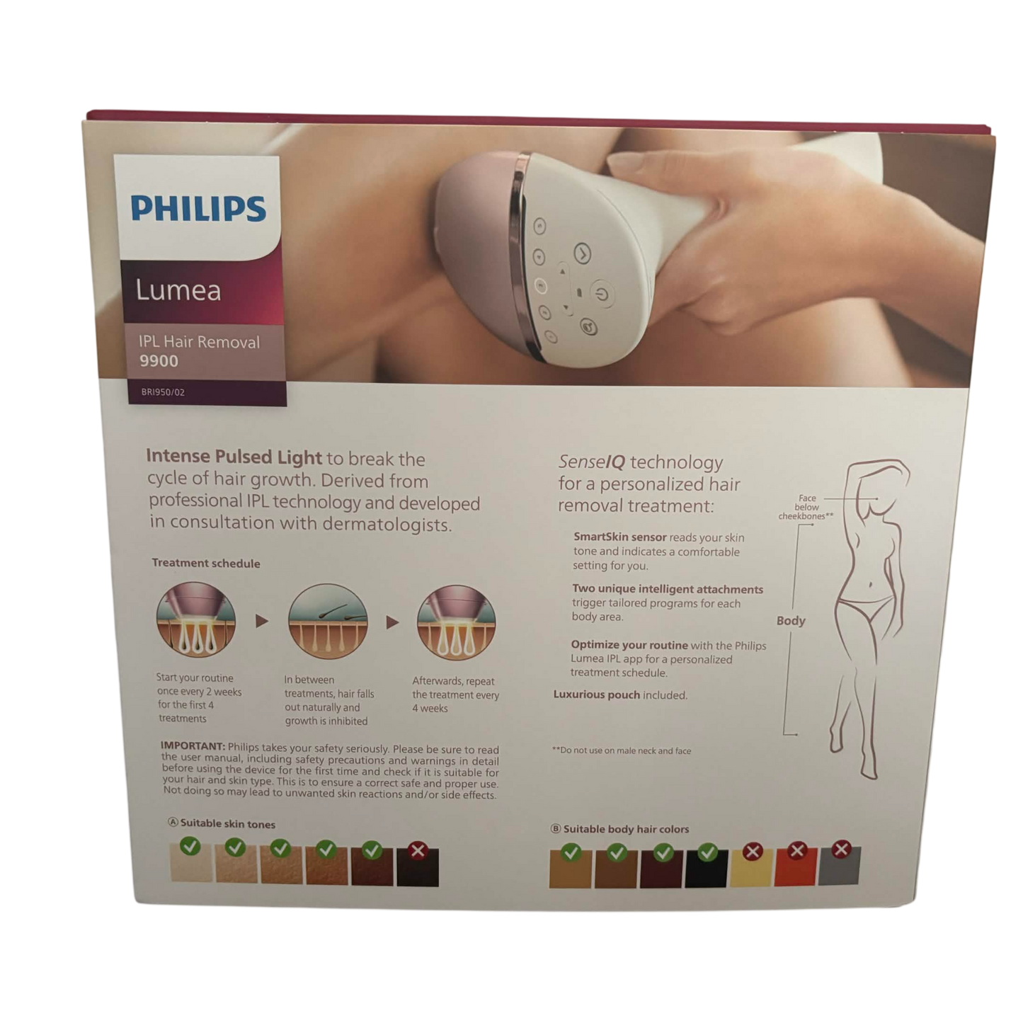 Philips Lumea IPL 9900 Series BRI950/02 mit SenseIQ Pink/Weiß