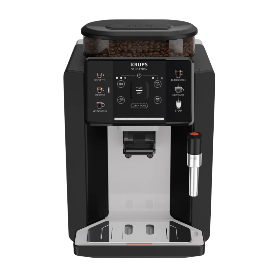 KRUPS Sensation Kaffeevollautomat mit Milchdüse Schwarz (EA910A)