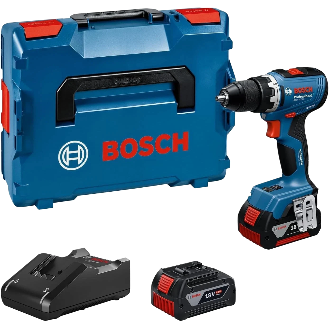 Bosch Professional GSR 18V-65 Akku-Bohrschrauber 2x 5,0 Ah in L-BOXX (06019N3203)