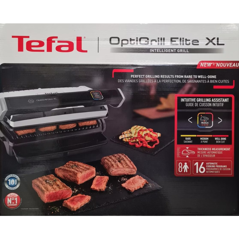 Tefal OptiGrill Elite XL Kontaktgrill mit 16 Automatikprogrammen (GC760D12)