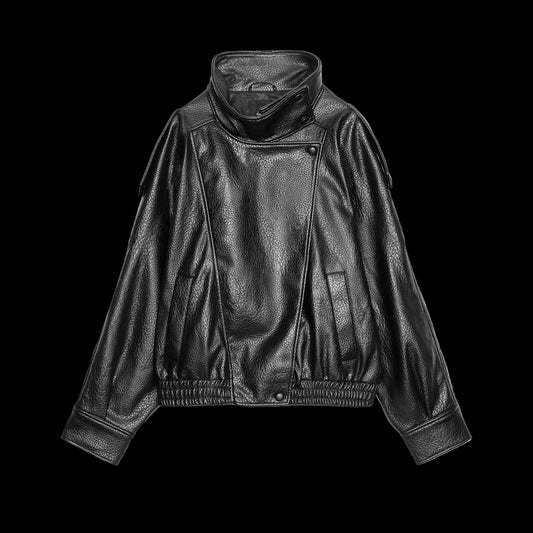 Zara Jacke Lederoptik Schwarz