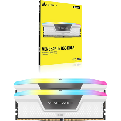 CORSAIR Vengeance RGB DDR5 RAM 32GB (2x16GB) 6000MHz CL36-44-44-96 1.4V AMD Expo & Intel XMP Desktop Computer Memory - White (CMH32GX5M2E6000Z36W)