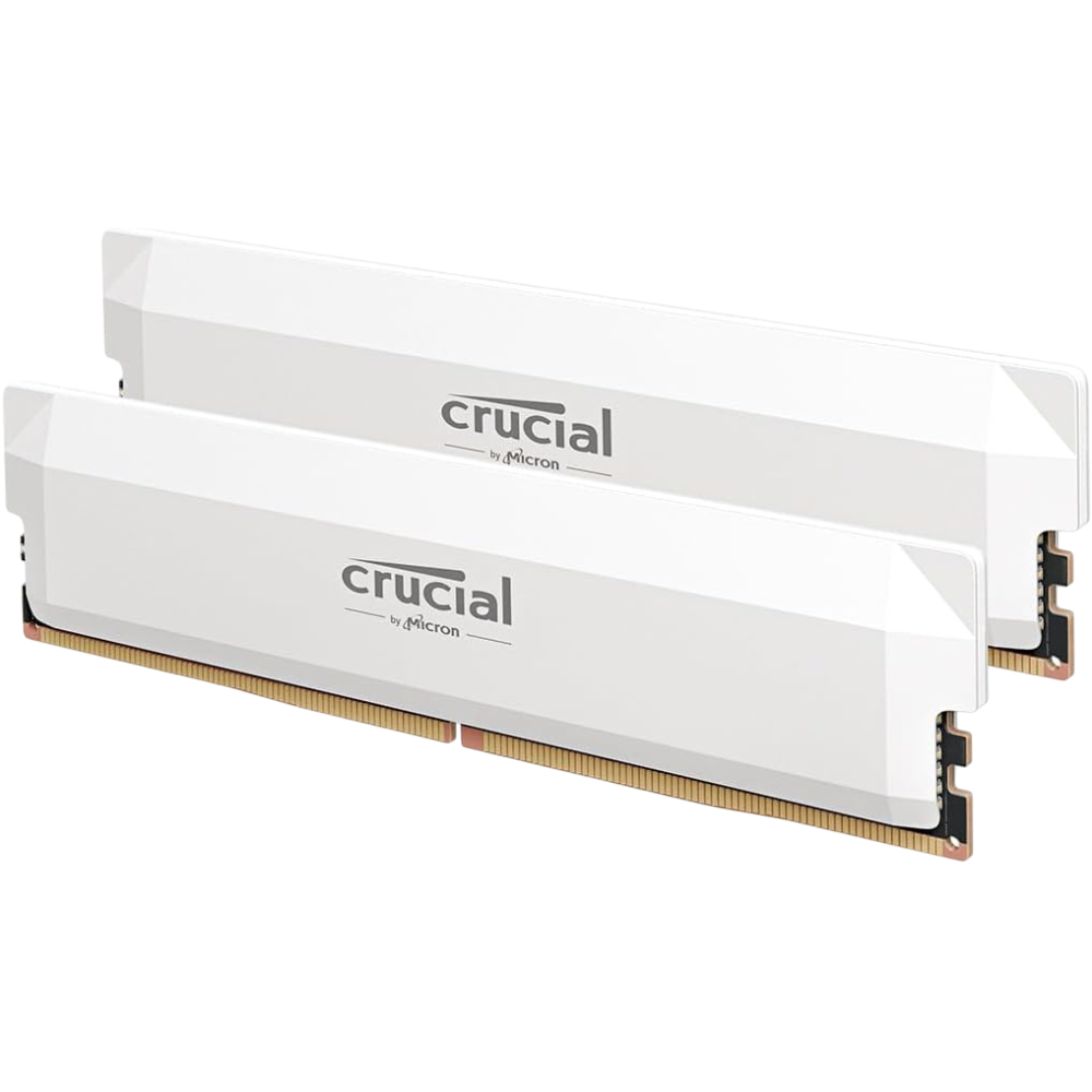 Crucial Pro RAM DDR5 32GB Kit (2x16GB) 6000MHz CL36, Overclocking Gaming, Intel XMP 3.0 / AMD EXPO, PC Memory, White / Black - CP2K16G60C36U5W