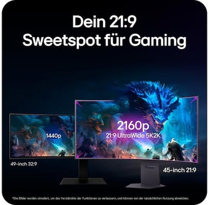 LG UltraGear 45GX950A-B 45" Curved 5K2K OLED Gaming Monitor 165Hz/330Hz (45GX950A-B.AEU)