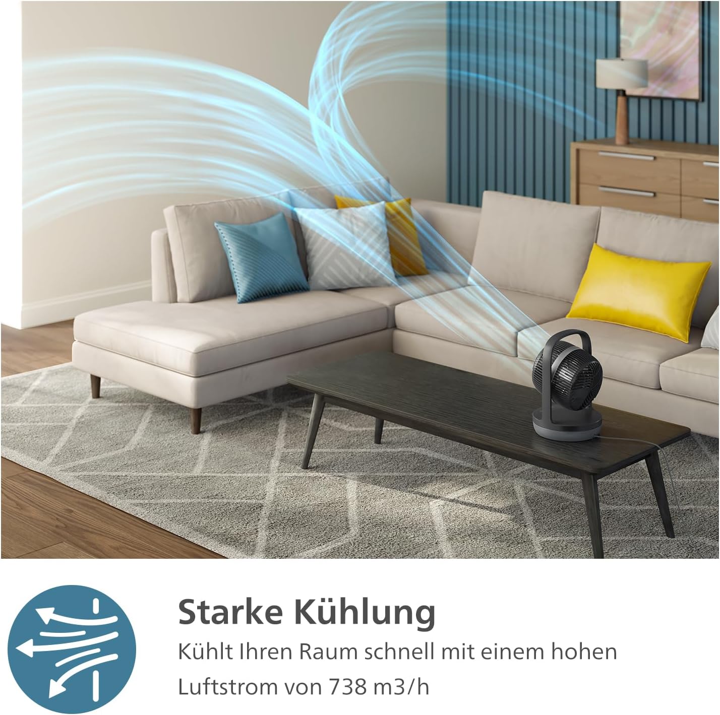 Philips Series 3000 Tischventilator mit Oszillation Schwarz (CX3050/01)