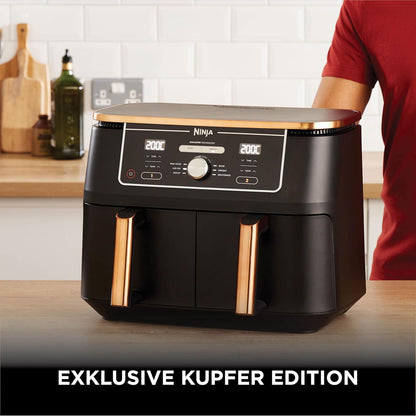 Ninja Foodi MAX Dual Zone Heißluftfritteuse 9,5L 2 Fächer Kupfer/Schwarz (AF400EUCP)