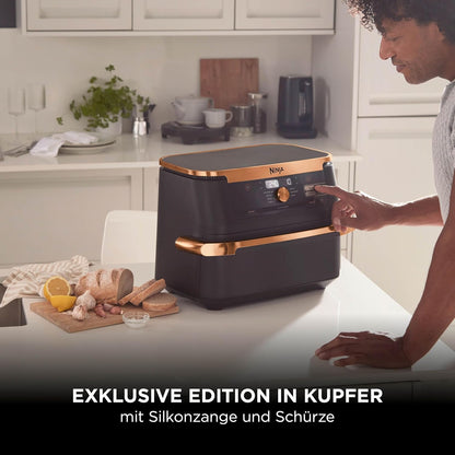 Ninja Foodi FlexDrawer Heißluftfritteuse 10,4L mit FlexDrawer Schwarz/Kupfer (AF500EUCP)