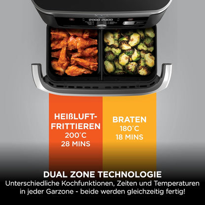 Ninja Foodi FlexDrawer Heißluftfritteuse 10,4L mit FlexDrawer Schwarz/Kupfer (AF500EUCP)