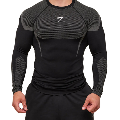 Gymshark Onyx 5.0 Seamless Long Sleeve T-Shirt - Black/Light Grey