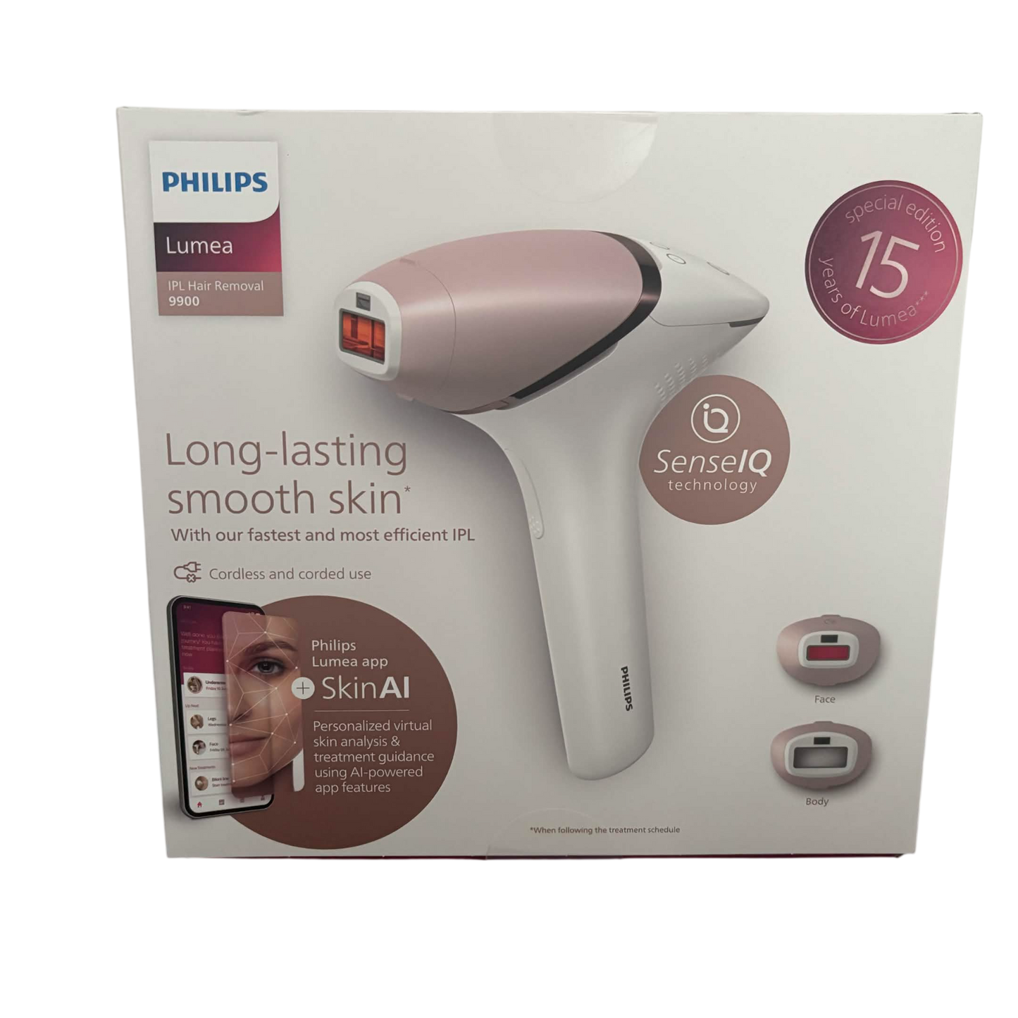 Philips Lumea IPL 9900 Series BRI950/02 mit SenseIQ Pink/Weiß