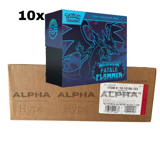 Pokemon Mega-Entwicklung Fatale Flammen Top-Trainer-Box Case (10x TTBs)