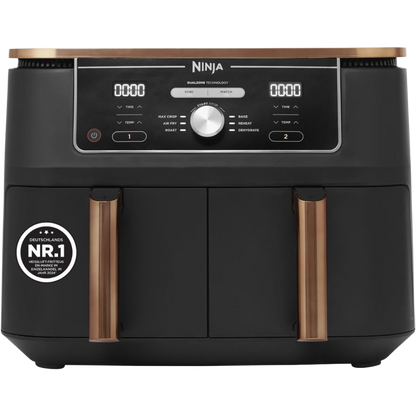 Ninja Foodi MAX Dual Zone Heißluftfritteuse 9,5L 2 Fächer Kupfer/Schwarz (AF400EUCP)