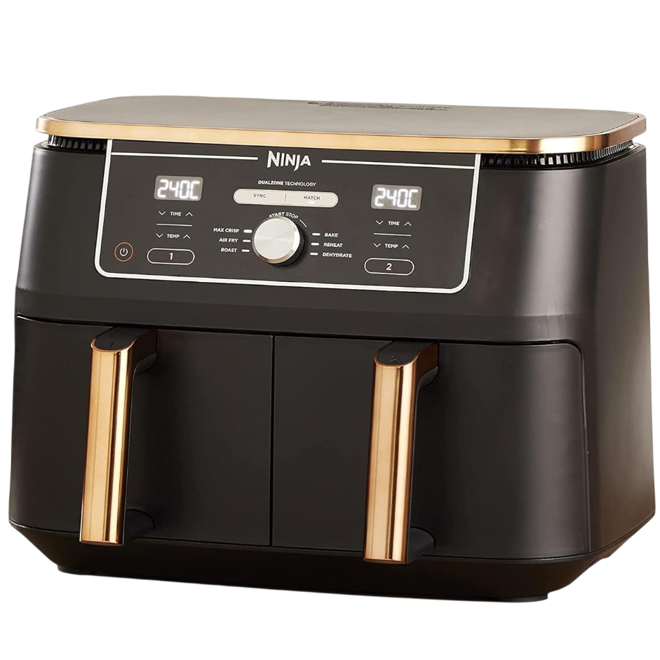 Ninja Foodi MAX Dual Zone Heißluftfritteuse 9,5L 2 Fächer Kupfer/Schwarz (AF400EUCP)