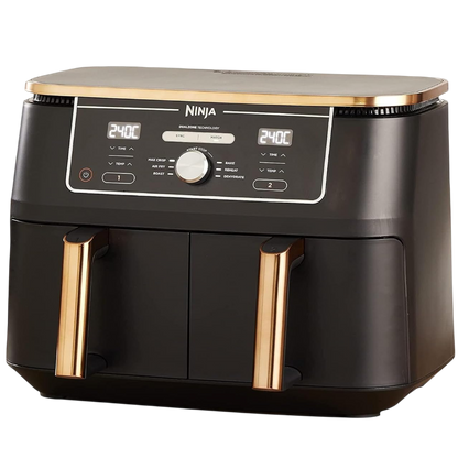 Ninja Foodi MAX Dual Zone Heißluftfritteuse 9,5L 2 Fächer Kupfer/Schwarz (AF400EUCP)