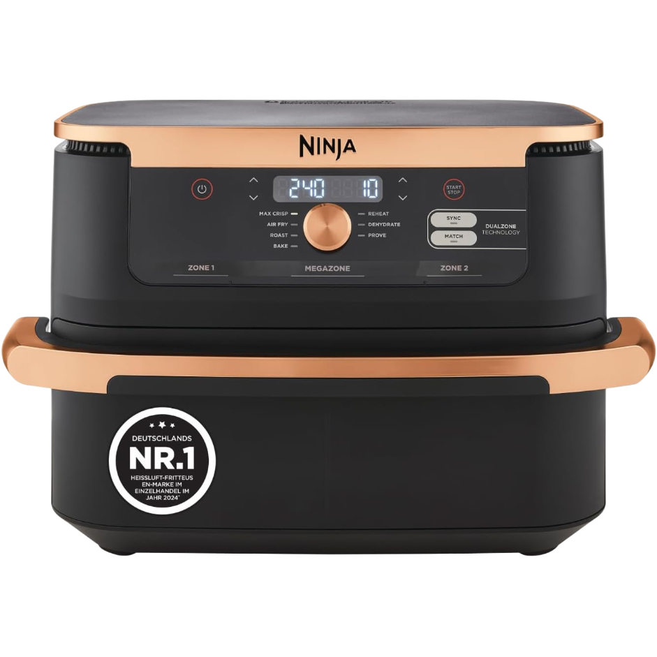 Ninja Foodi FlexDrawer Heißluftfritteuse 10,4L mit FlexDrawer Schwarz/Kupfer (AF500EUCP)