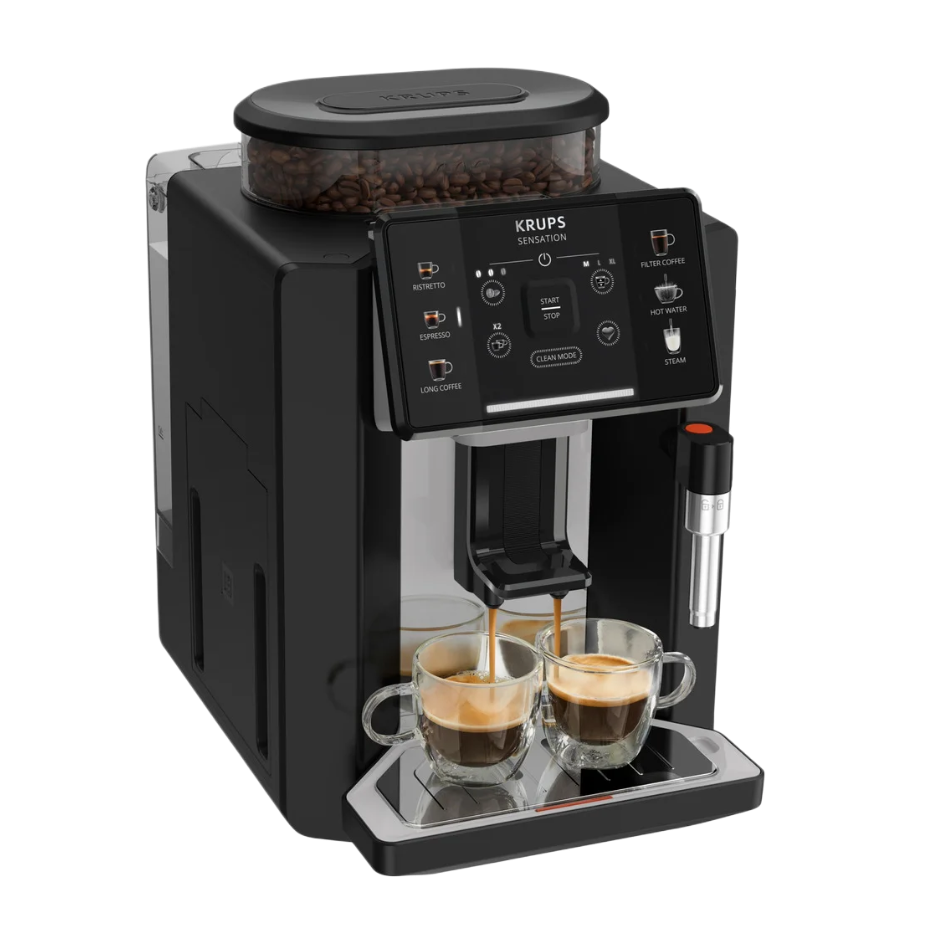 KRUPS Sensation Kaffeevollautomat mit Milchdüse Schwarz (EA910A)