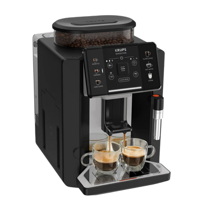 KRUPS Sensation Kaffeevollautomat mit Milchdüse Schwarz (EA910A)