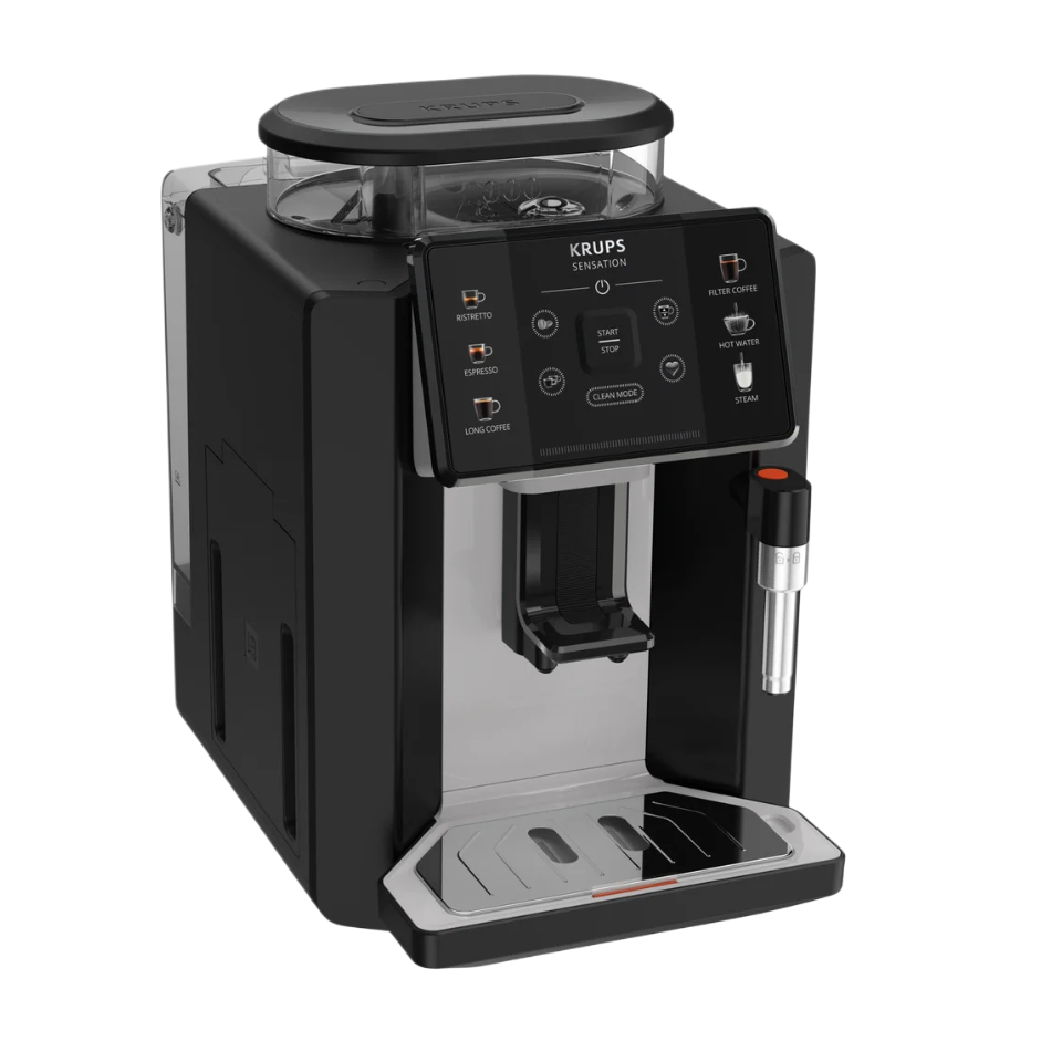 KRUPS Sensation Kaffeevollautomat mit Milchdüse Schwarz (EA910A)
