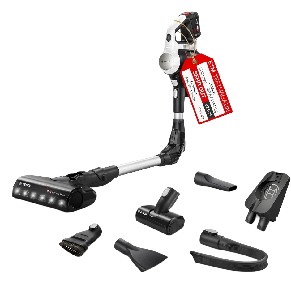 Bosch Unlimited 7 Akku-Handstaubsauger Weiß mit Wechselakku (BKS711MTB)