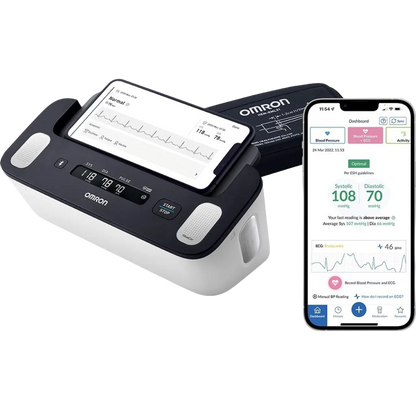 OMRON Complete Oberarm-Blutdruckmessgerät mit EKG Schwarz/Weiß