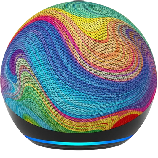 Amazon Echo Dot Kids (5. Generation) Regenbogenwirbel-Design, Smarter Lautsprecher