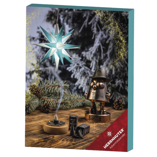 Herrnhuter Sterne Adventskalender 2026 türkis/weiß