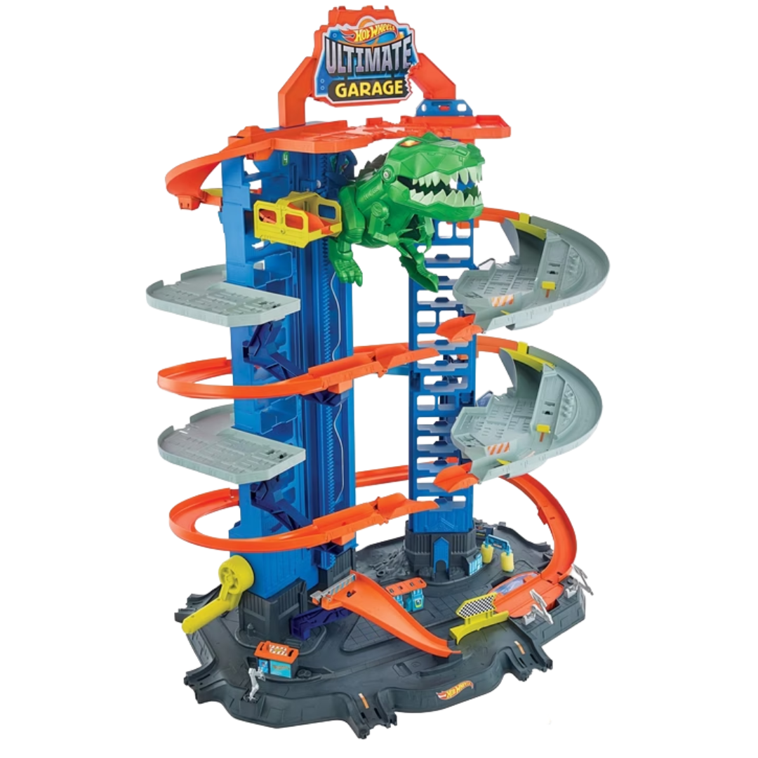 Hot Wheels City Ultimate Garage Spielset mit T-Rex (GJL14)