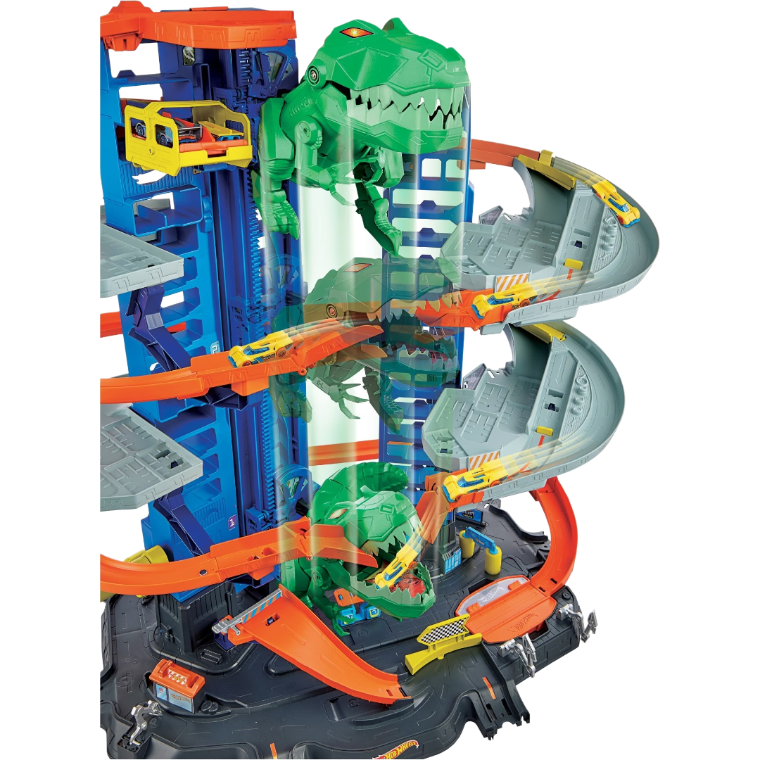 Hot Wheels City Ultimate Garage Spielset mit T-Rex (GJL14)