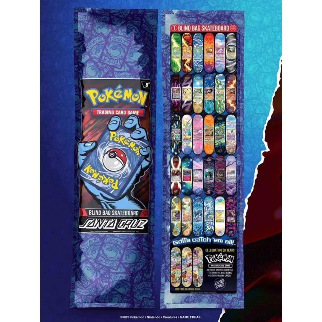 Santa Cruz x Pokémon Blind Bag Skateboard Deck 8" (ungeöffnet)