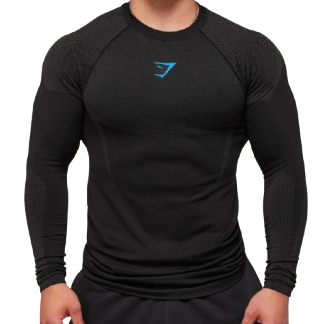 Gymshark Onyx 5.0 Seamless Long Sleeve T-Shirt - Black/Onyx Grey