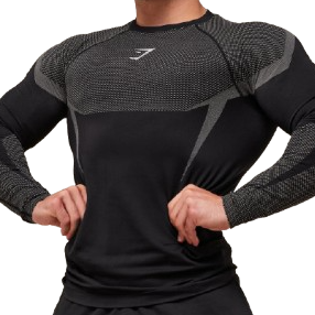 Gymshark Onyx 5.0 Seamless Long Sleeve T-Shirt - Black/Light Grey